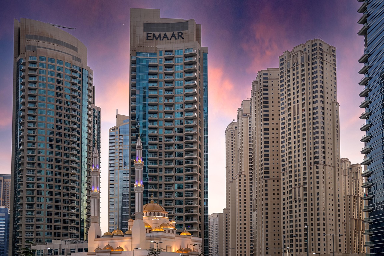 Dubai skyline with modern architecture and ongoing construction