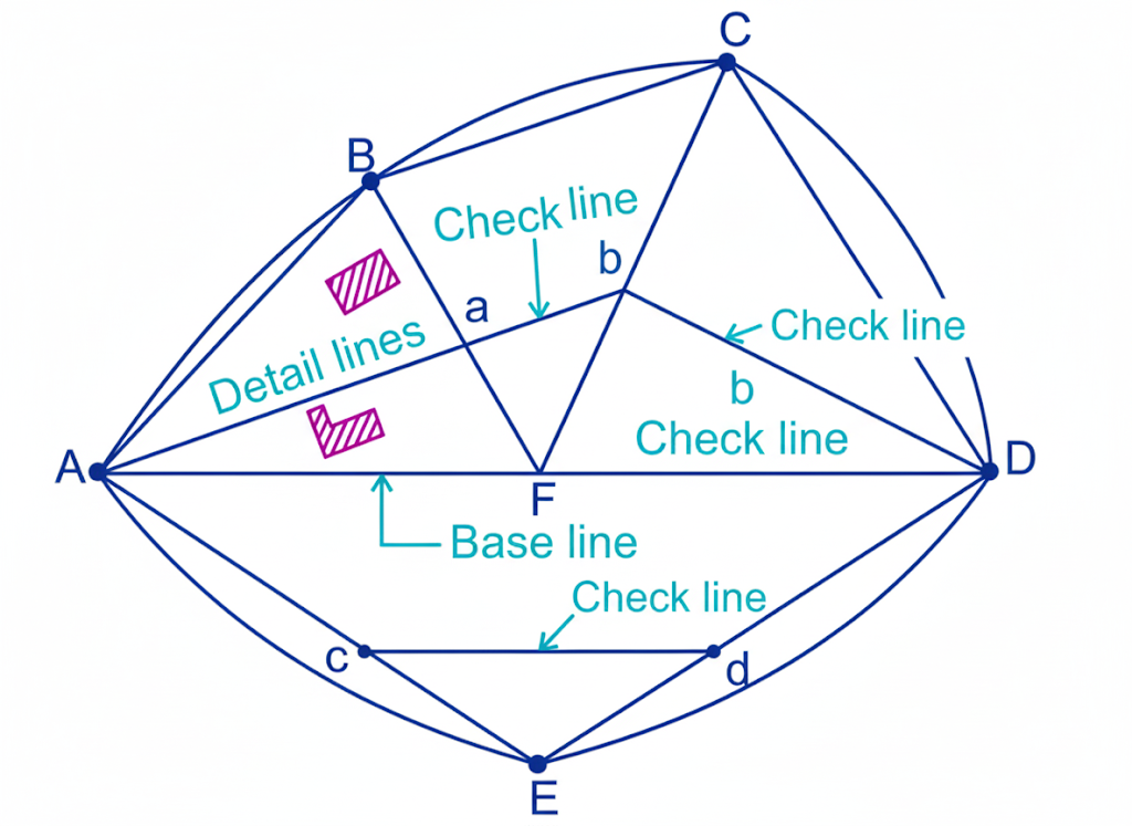 Diagram showing different survey lines